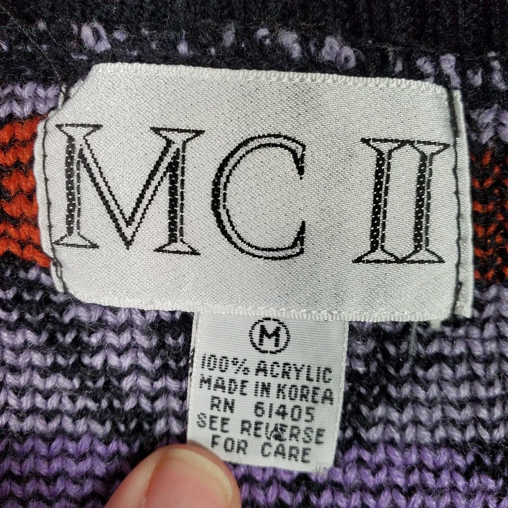 VTG MC II Sweater Vest Womens M Black Southwestern Aztec Button Shawl Collar
